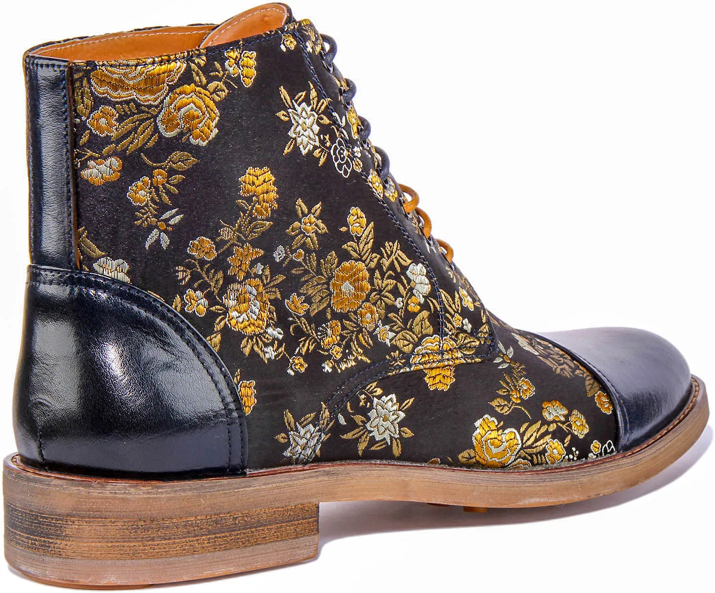 Adam Floral Ankle Boots In Navy