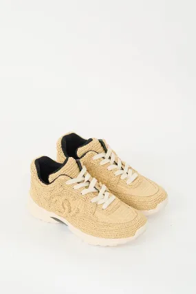 Beige Braided Raffia CC Logo Sneaker