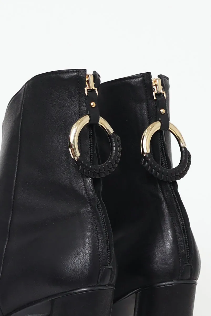 Black Leather Ankle Boot