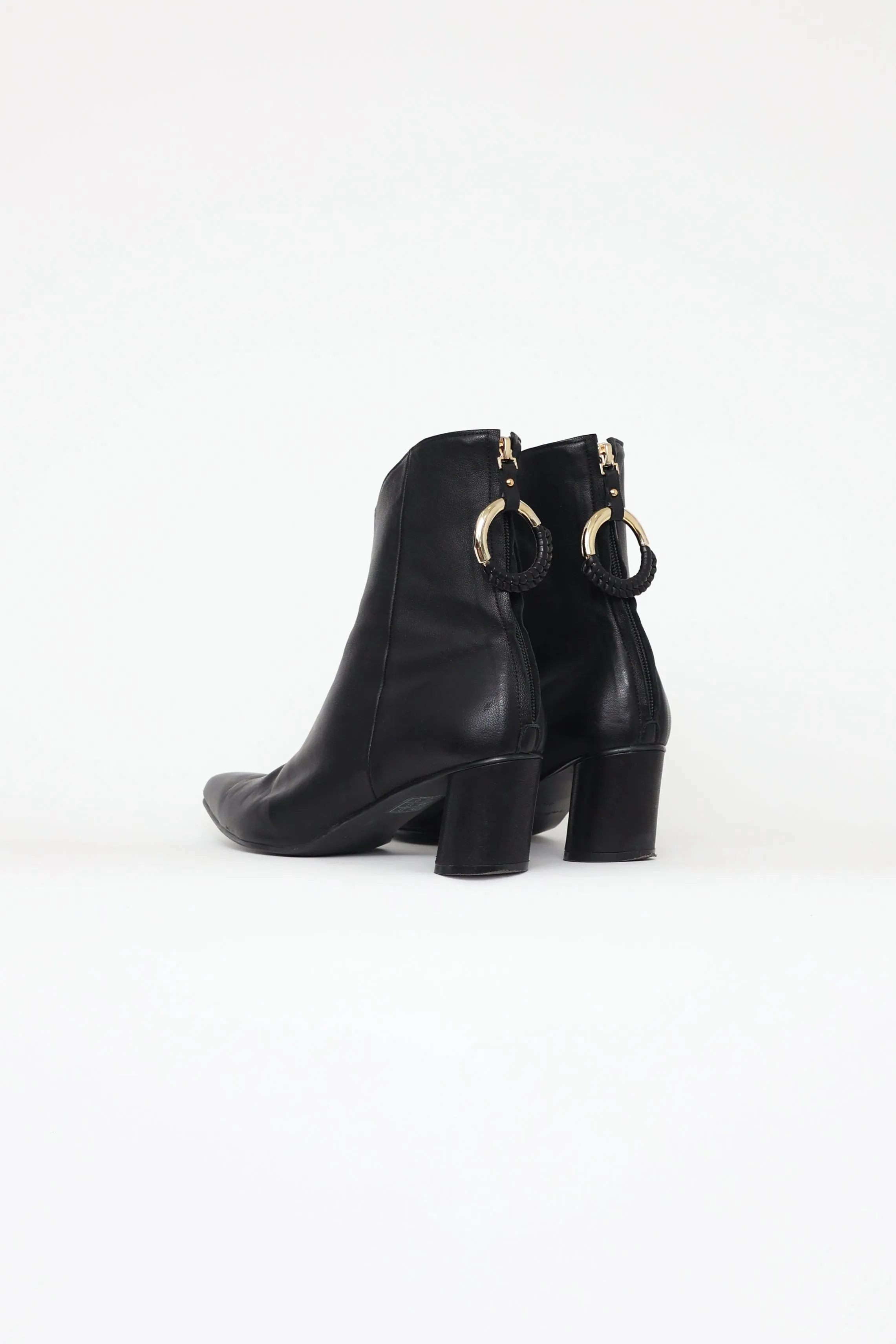 Black Leather Ankle Boot