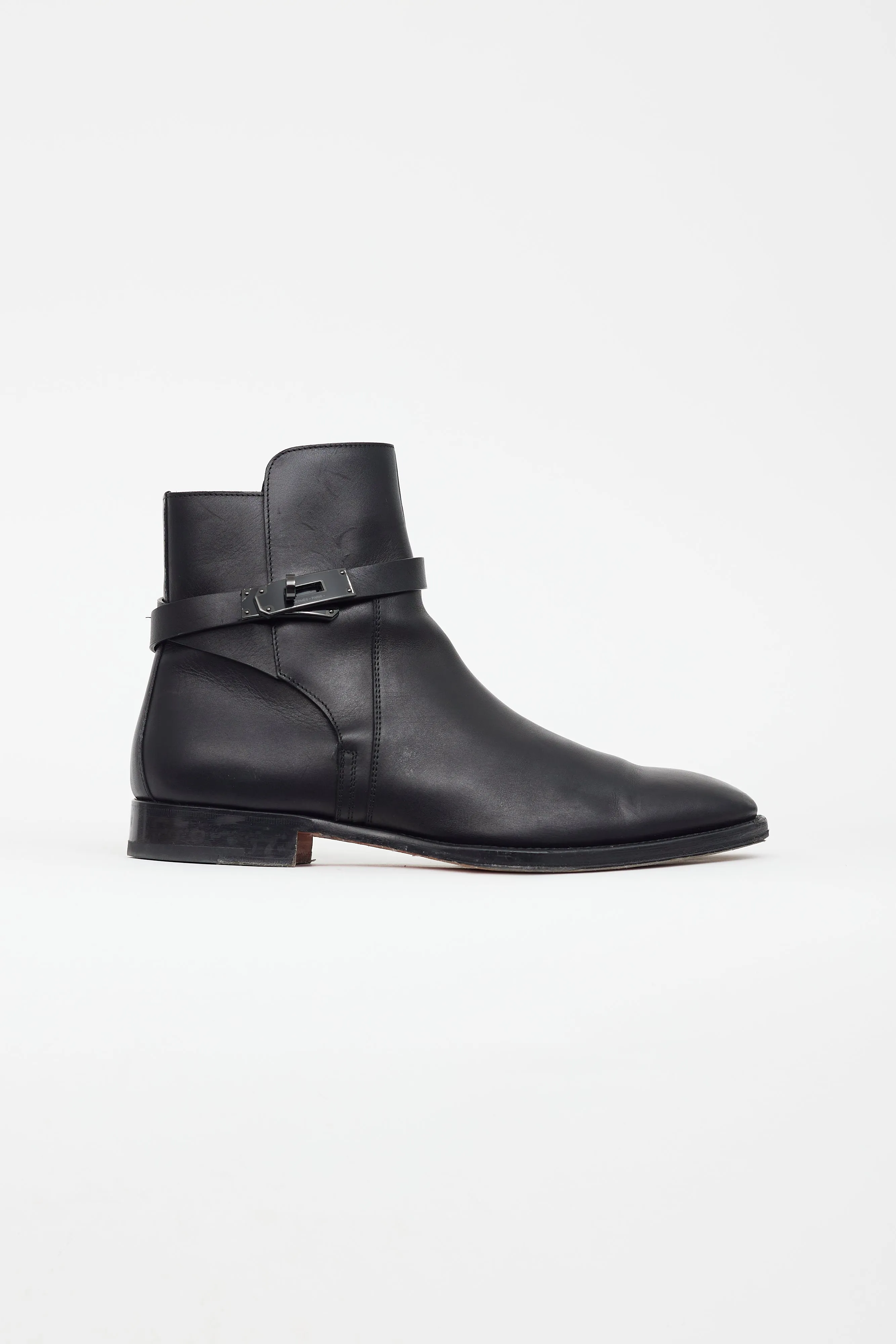 Black Leather Fortune Ankle Boot