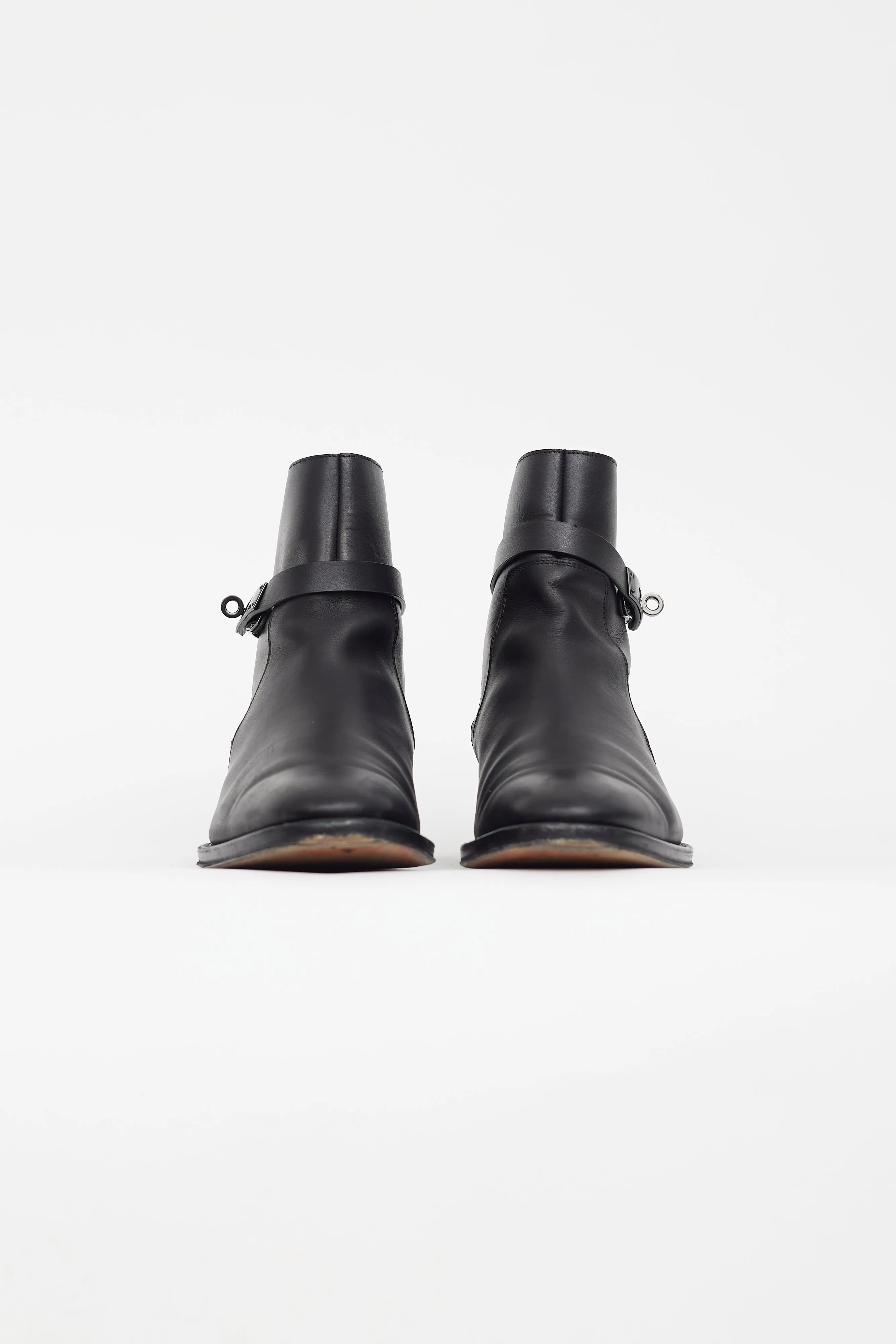 Black Leather Fortune Ankle Boot