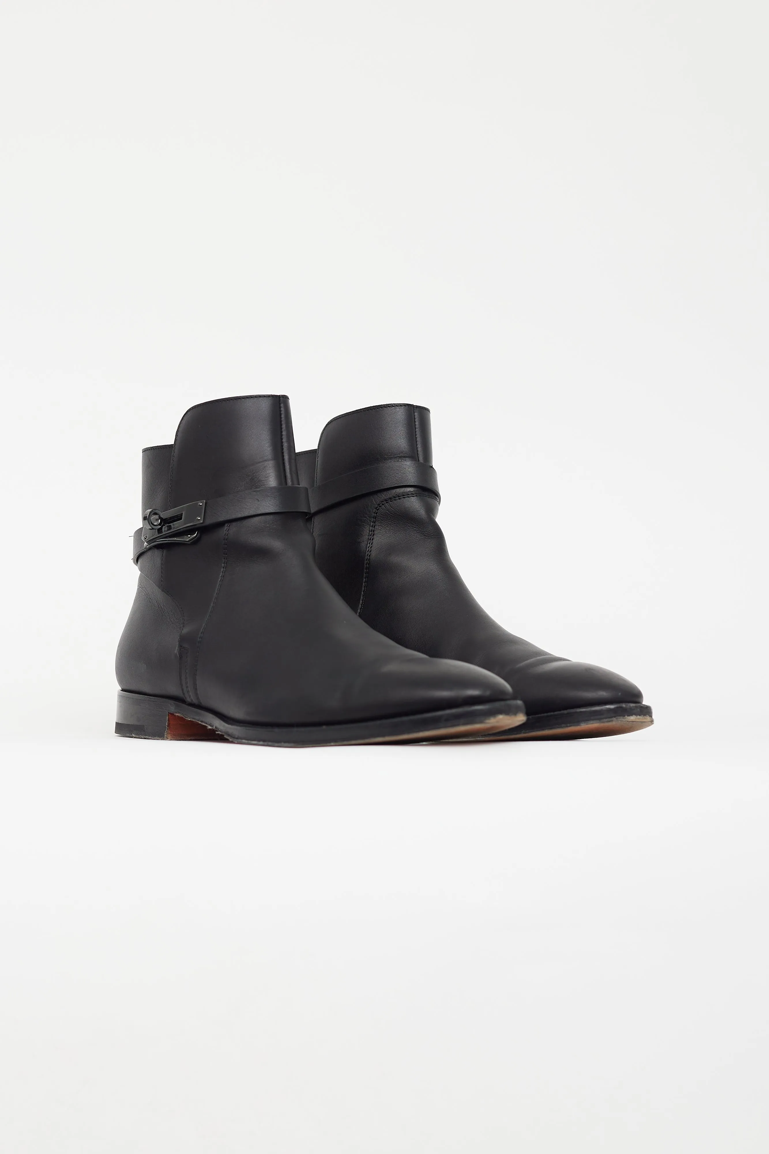 Black Leather Fortune Ankle Boot