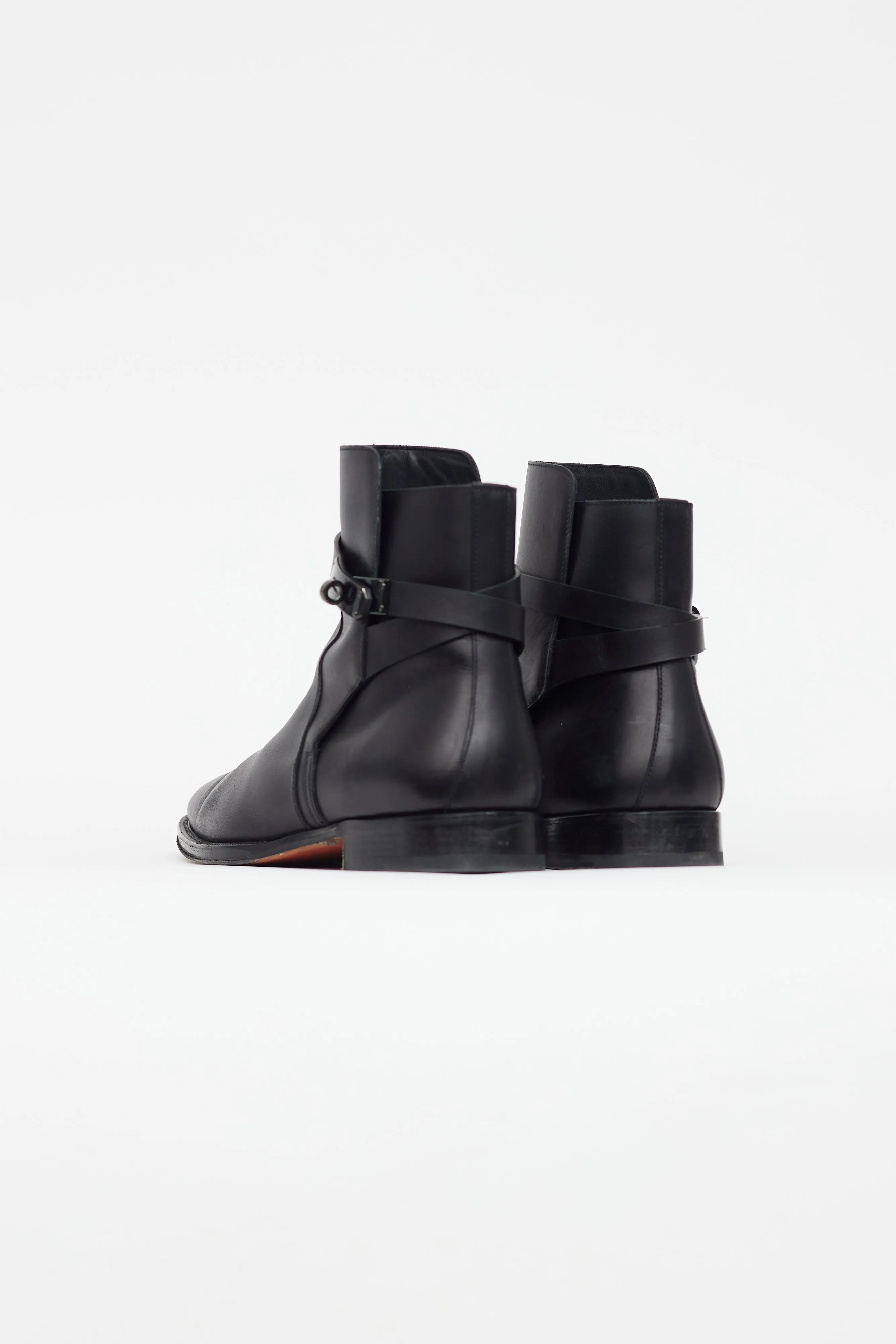 Black Leather Fortune Ankle Boot