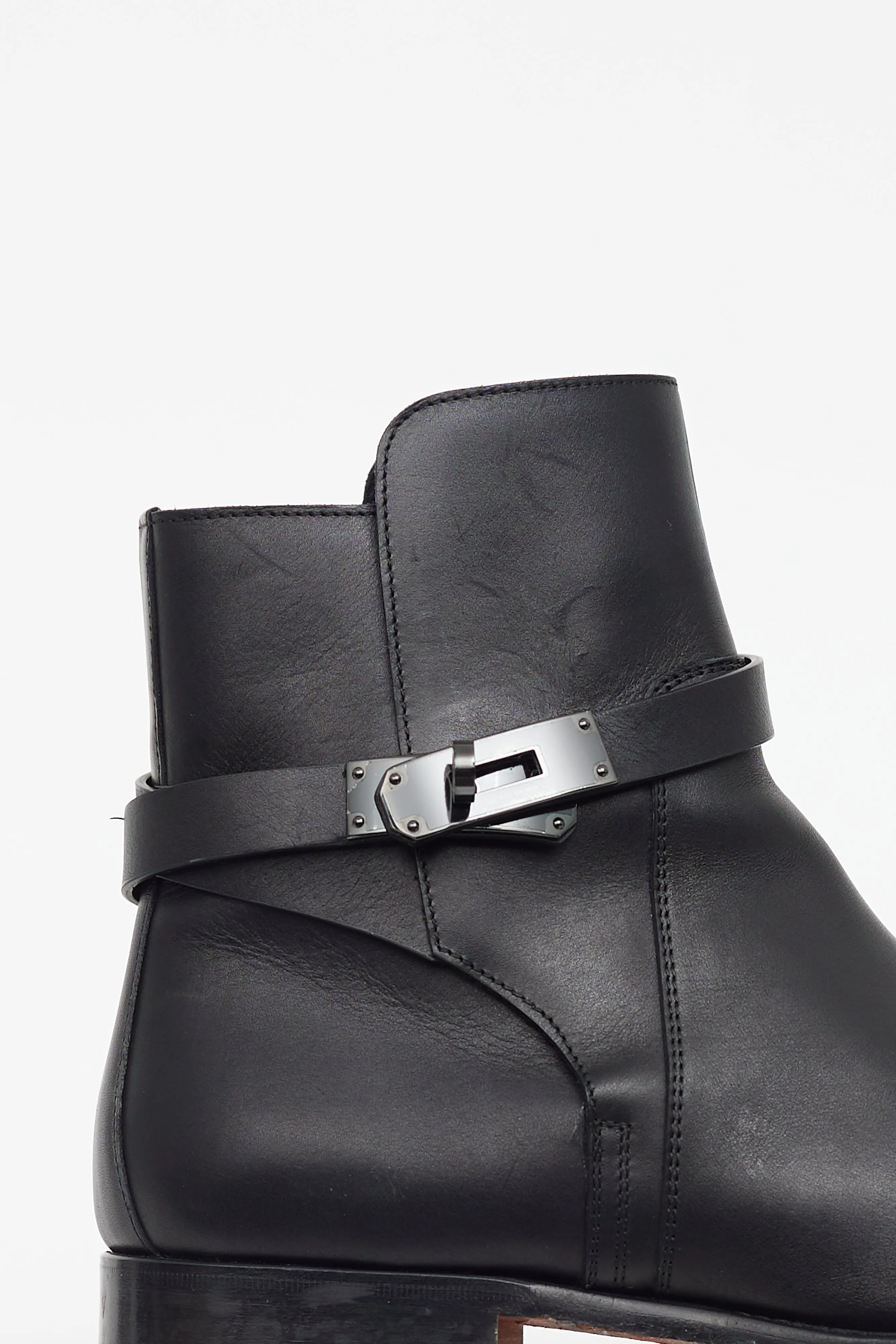 Black Leather Fortune Ankle Boot