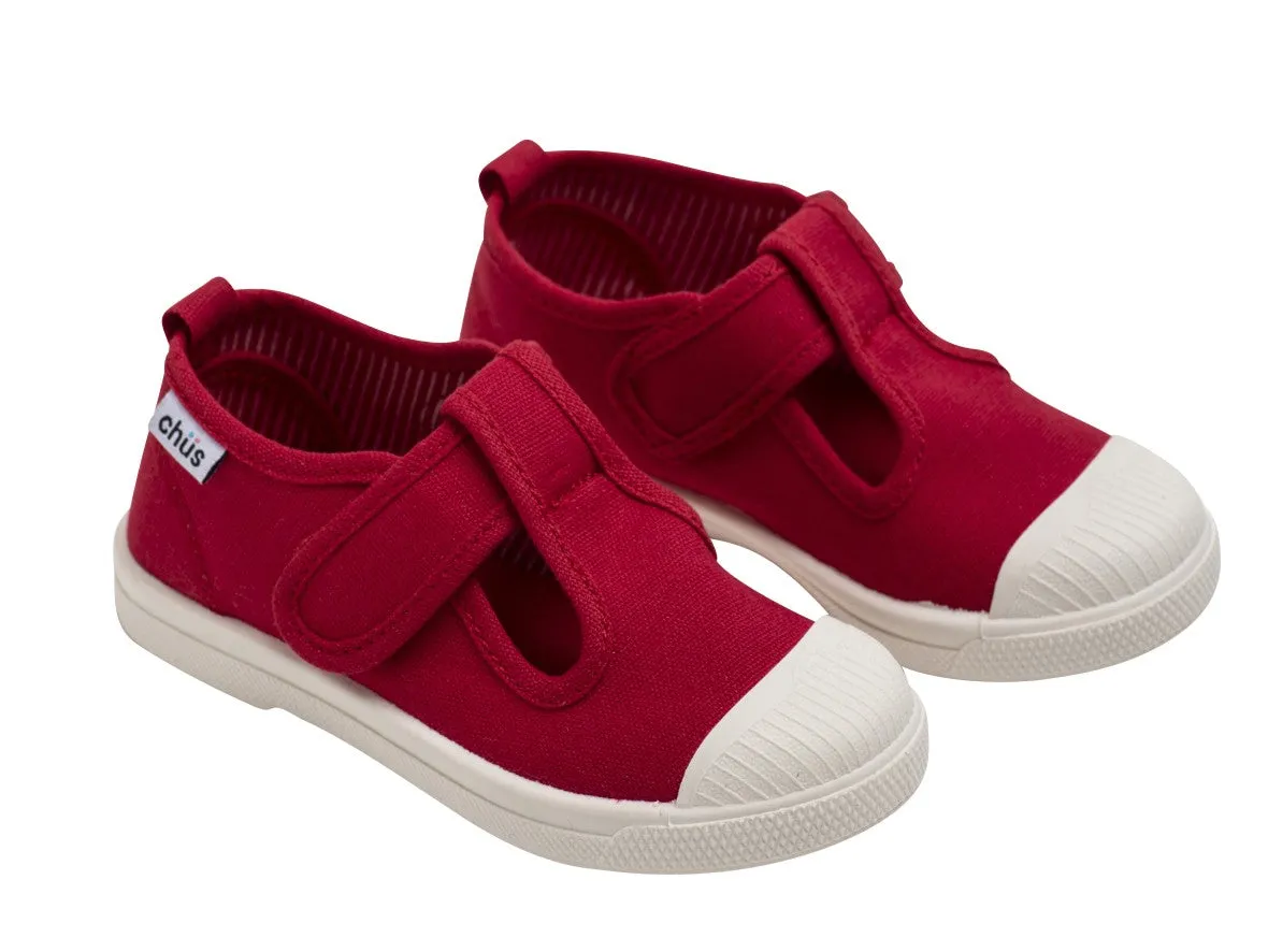Chus Shoes - Girls & Boys Chris Canvas Velcro T-Strap - Red