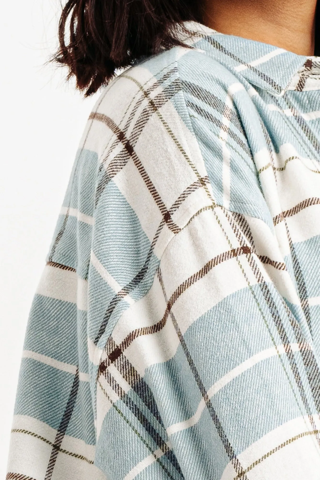 Oversized Light Blue Checkered Shirt