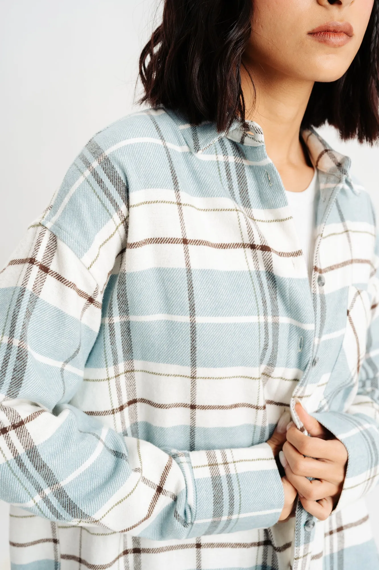 Oversized Light Blue Checkered Shirt