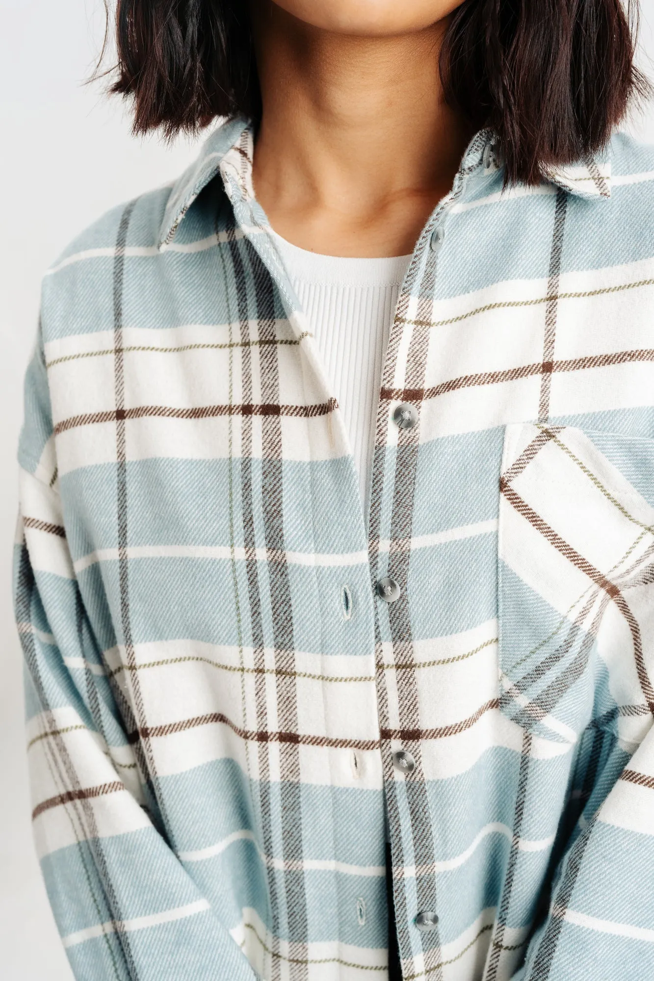 Oversized Light Blue Checkered Shirt