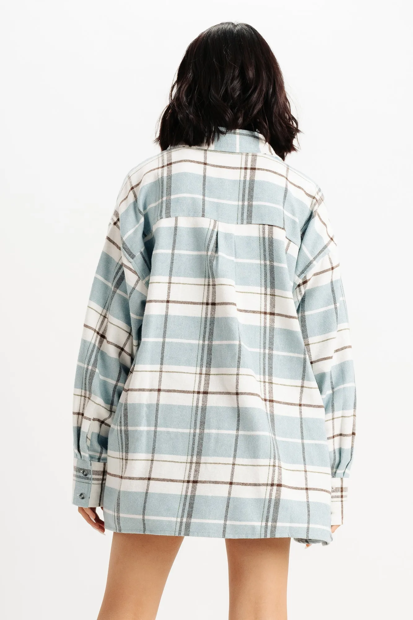 Oversized Light Blue Checkered Shirt