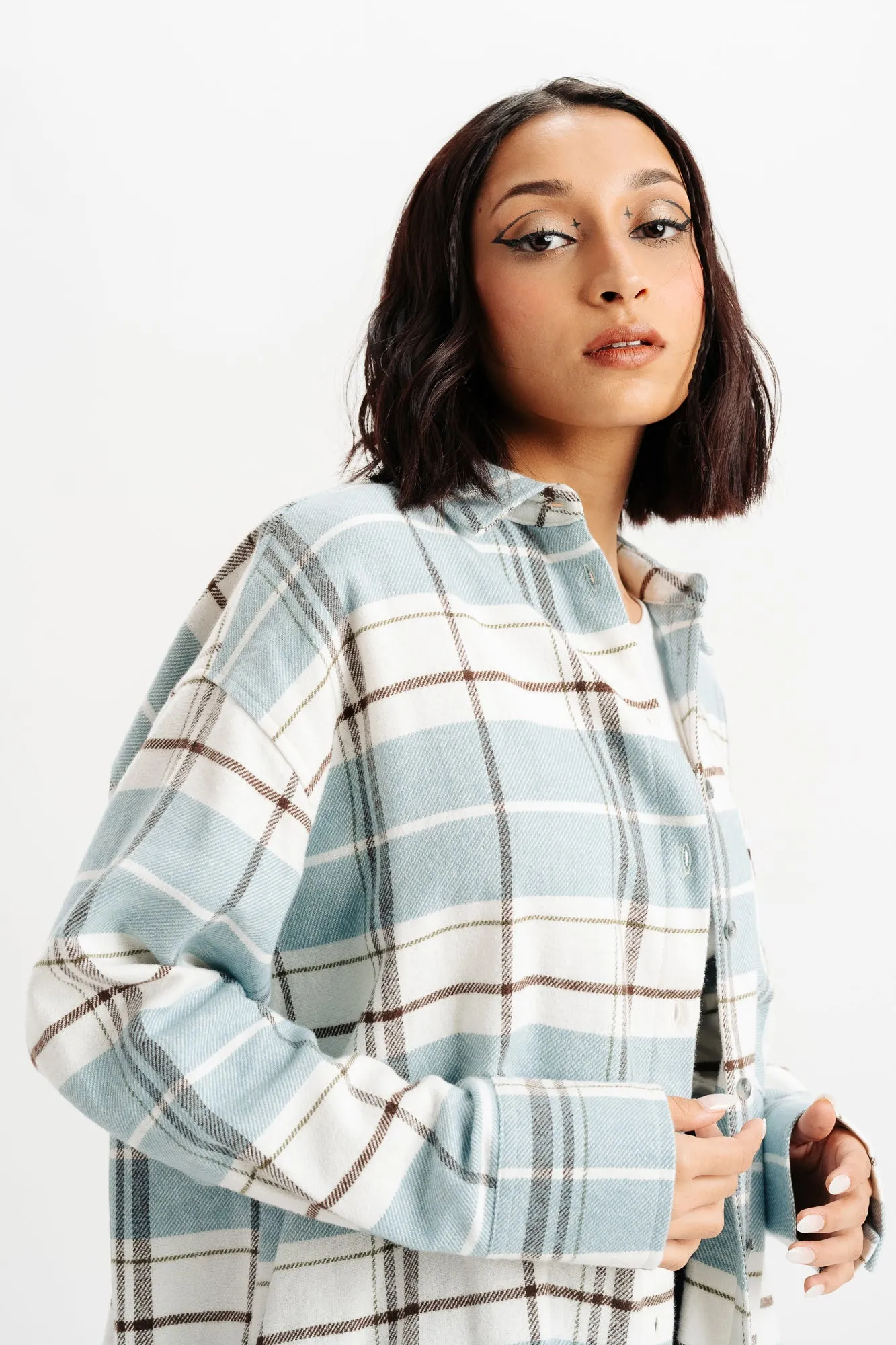 Oversized Light Blue Checkered Shirt