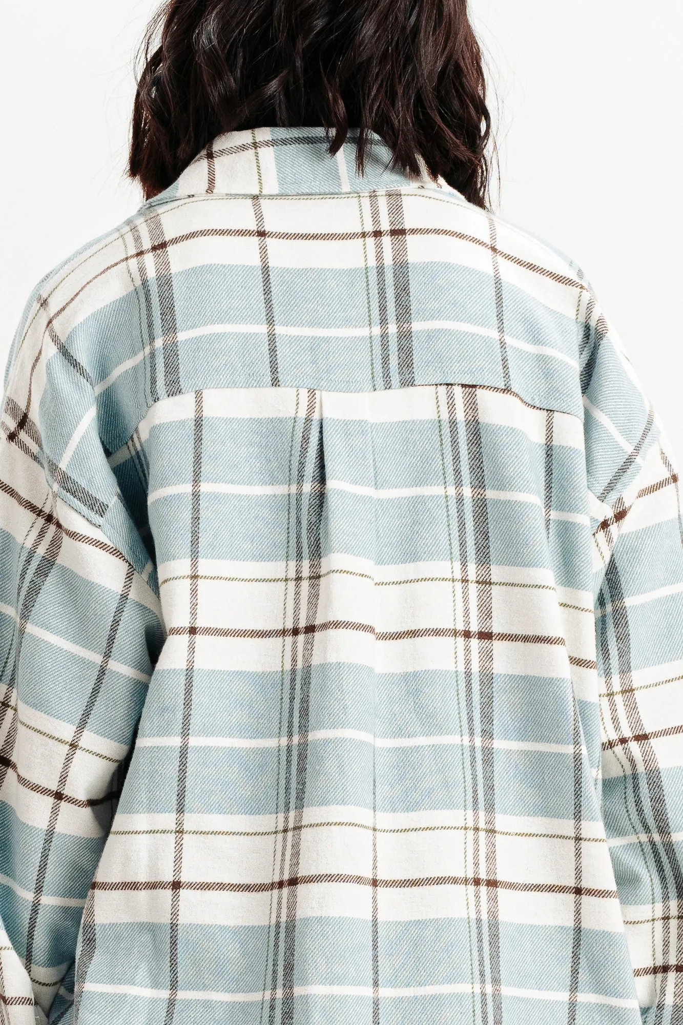 Oversized Light Blue Checkered Shirt