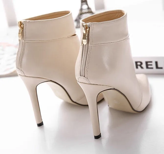 Pointed Toe Women's High Heels Ankle Boots