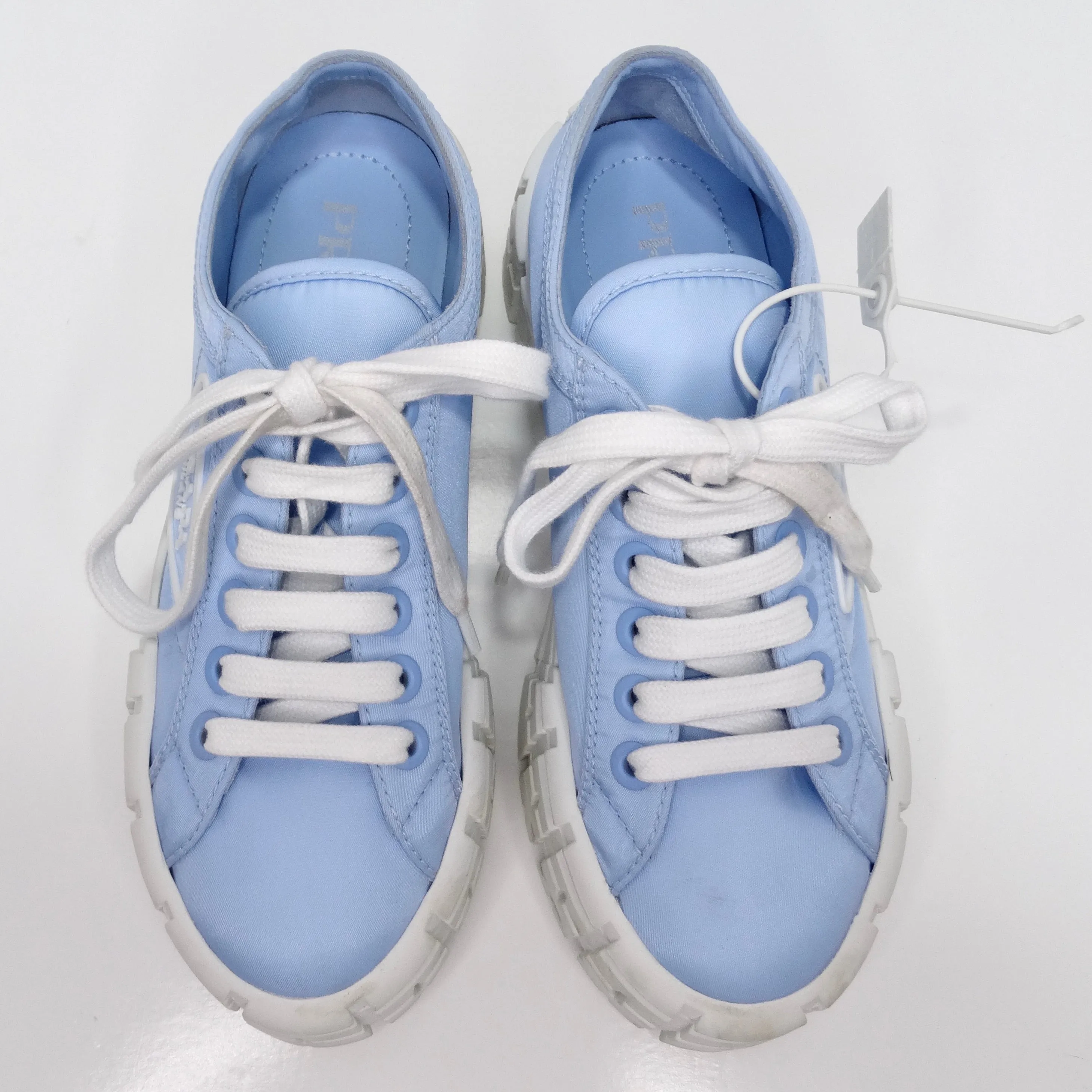 Prada Double Wheel Re-Nylon Gabardine Sneakers in Light Blue