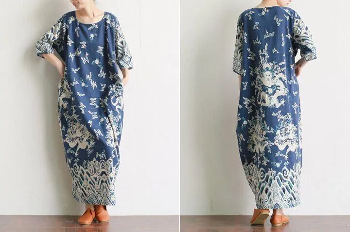 Royal Dragons Linen Dress