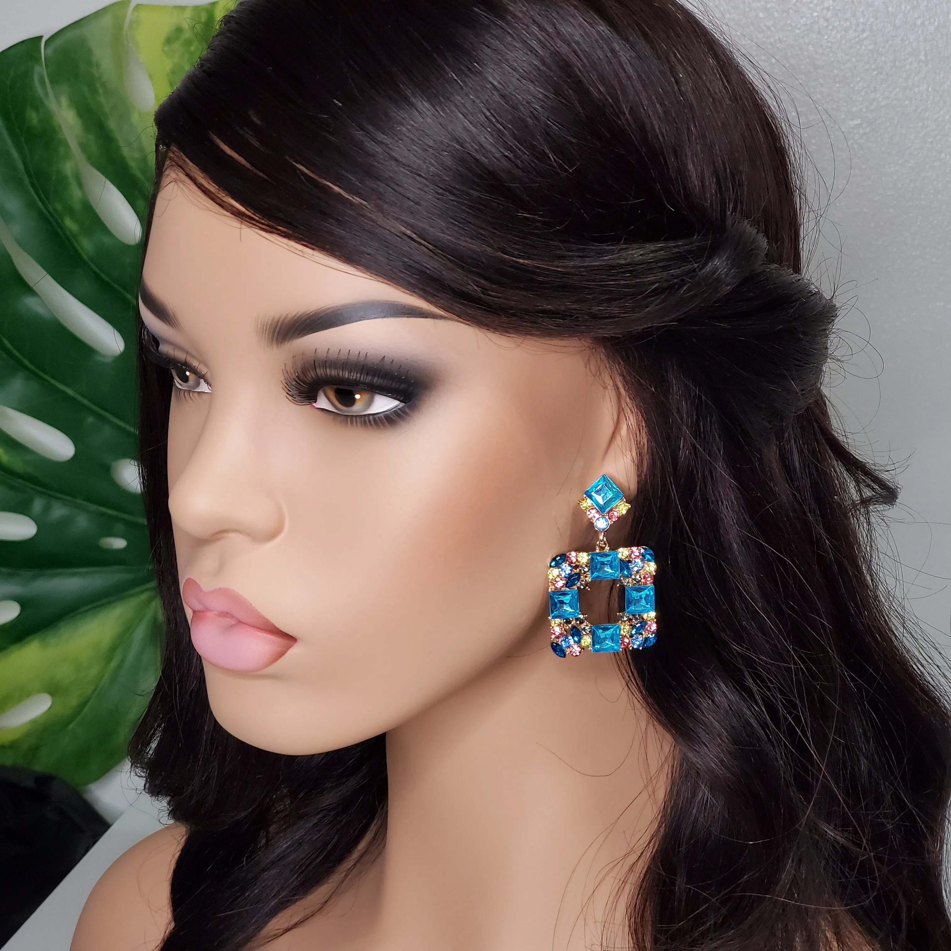 Sparkling Square Earrings