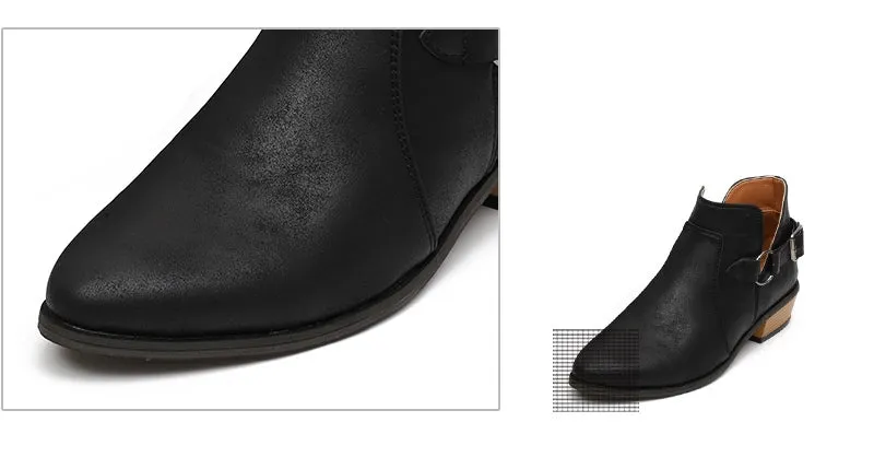 Women's Autumn Low-Heeled Ankle Boots With Buckles